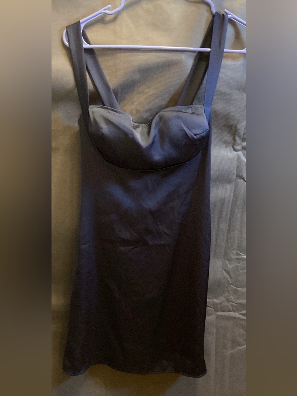 Women's Navy Blue Slip Dress, Skater Style with Built-In Bust Support